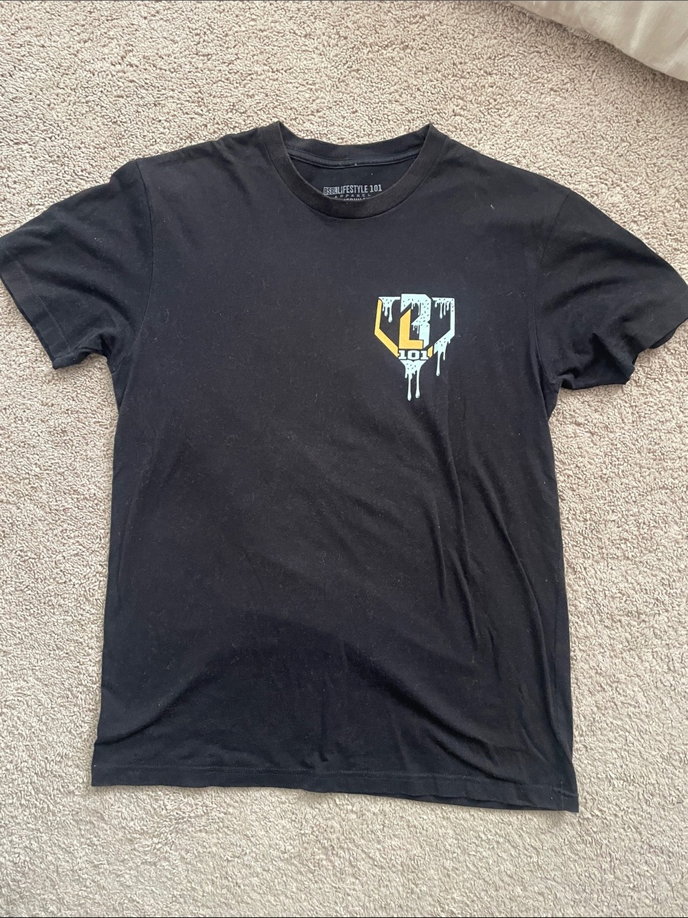 Men's Black Graphic Tee with Drip Shield Logo